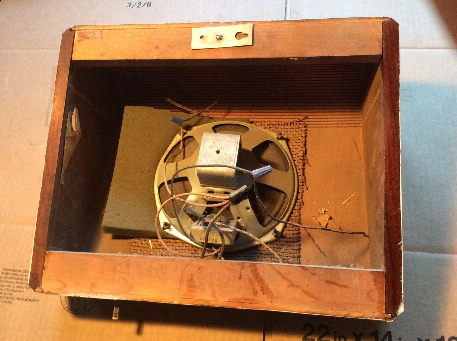 Vintage RCA 8” PA Wall Speaker In Original Large Wood Very