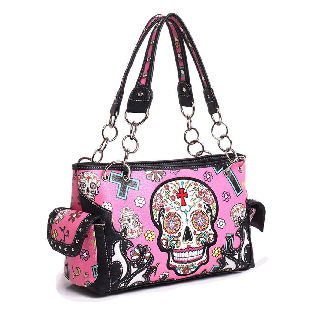 Pink Oaxacan Style Sugar Skull Concealed Carry Purse W Matching Wallet ...