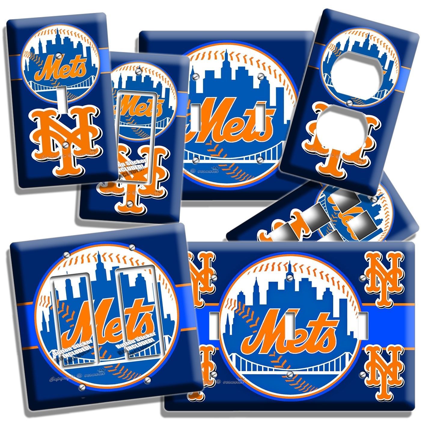 NEW YORK METS BASEBALL TEAM LIGHT SWITCH OUTLET WALL PLATE COVER MAN CAVE DECOR