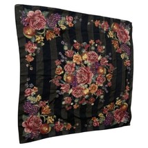 black Vertical striped see through floral And Grapes 34” scarf - $12.00