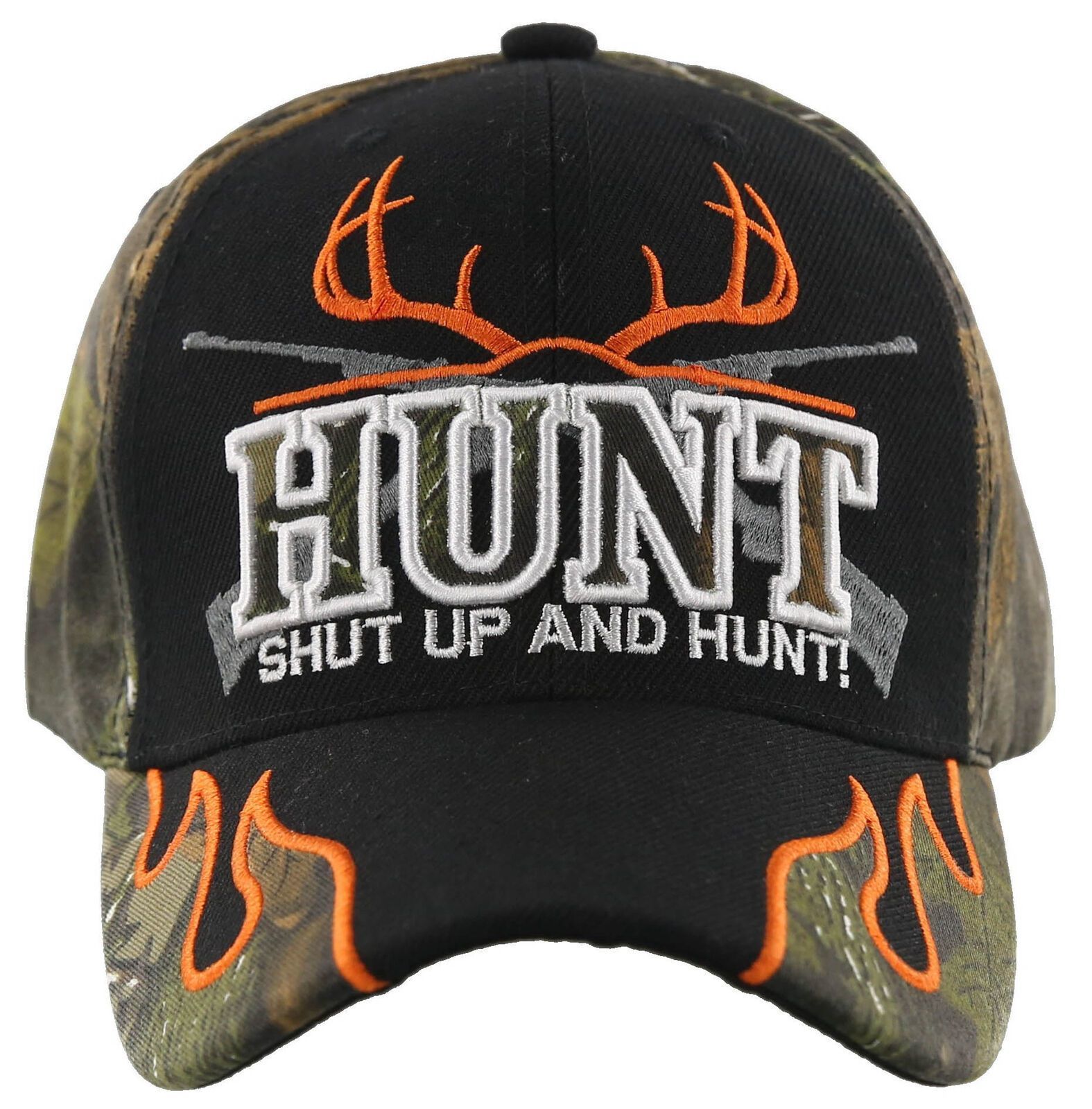 HUNT SHUT UP AND HUNT! DEER OUTDOOR HUNTING BALL CAP HAT BLACK FOREST ...