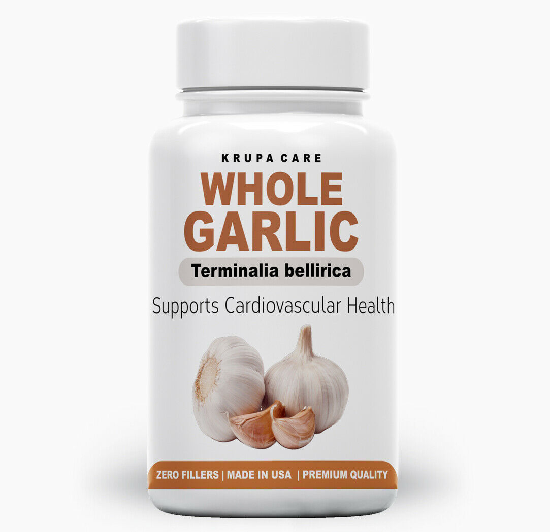Krupacare Whole Garlic support Cardiovascular 500mg- 90 Capsules Product of USA