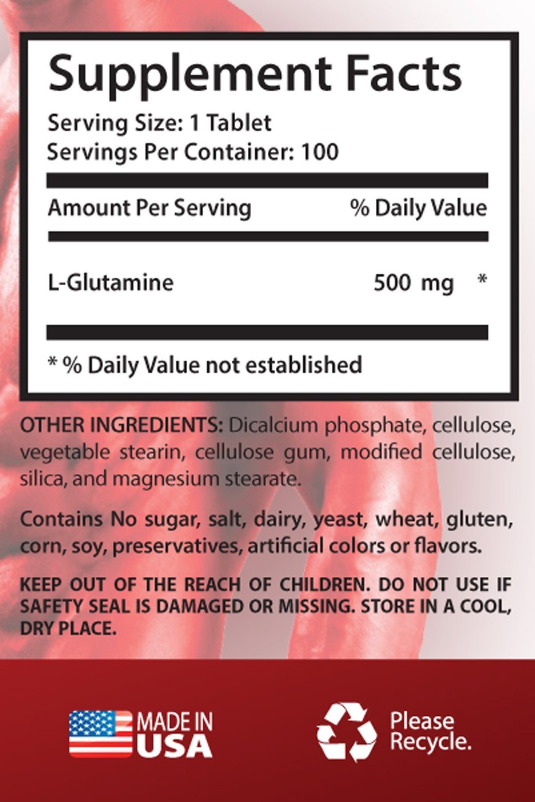 L glutamine L Glutamine 500mg Benefits Leaky Gut (1 Bottle 100