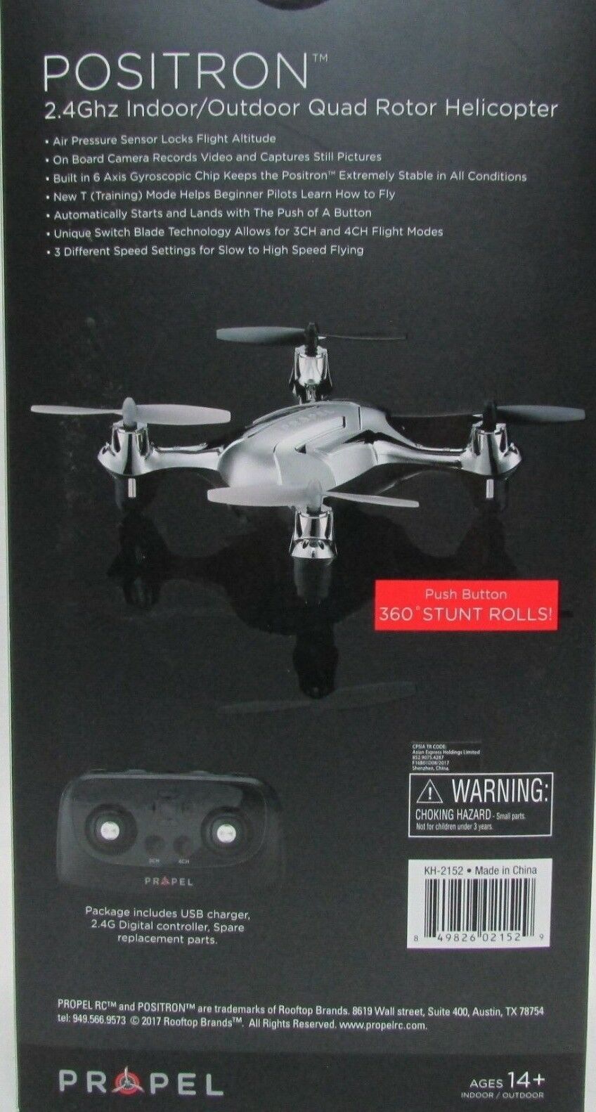 Drone Propel Positron 2.4Ghz Quad Rotor Helicopter Camera Drone Black