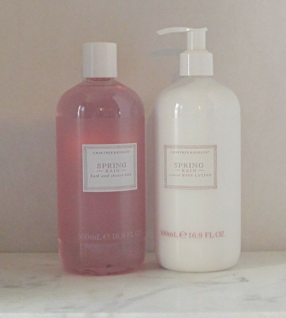 Crabtree & Evelyn Spring Rain Lotion and Bath and Shower Gel 16.9 oz