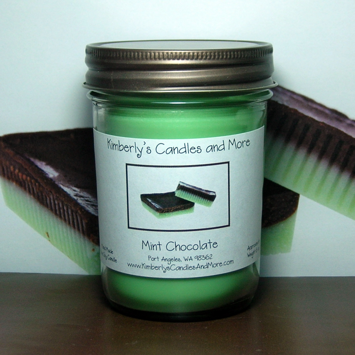 Mint Chocolate Jelly Jar Candle PURE SOY Candles