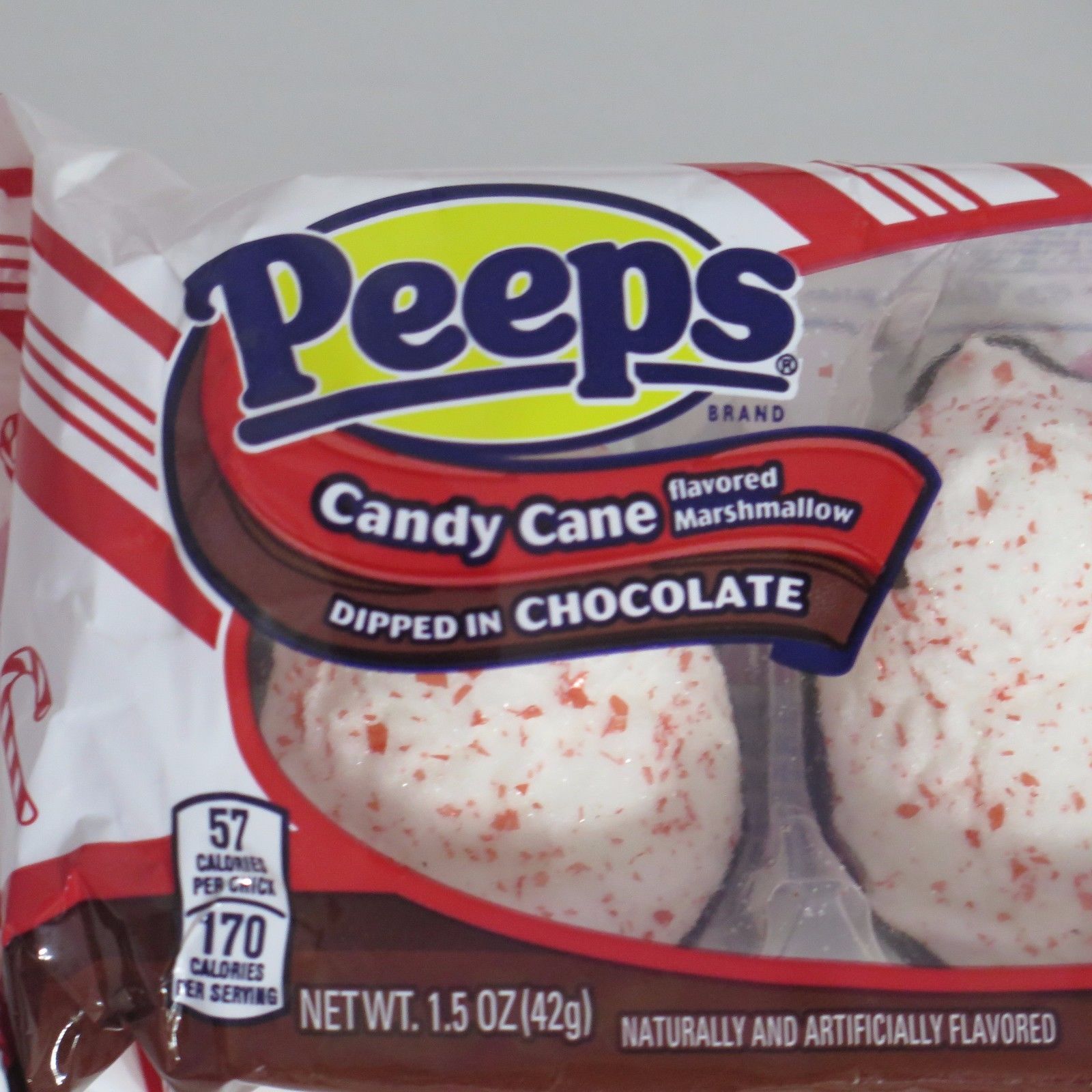 Peeps Candy Cane Flavor Marshmallow Dipped in Chocolate Chicks Lot of 3 Seasonal Candy