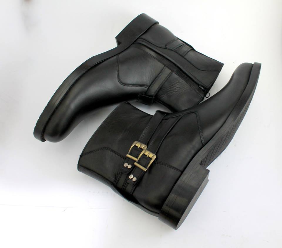 Handmade Mens black double strap abkle boot, Men side zipper black ...