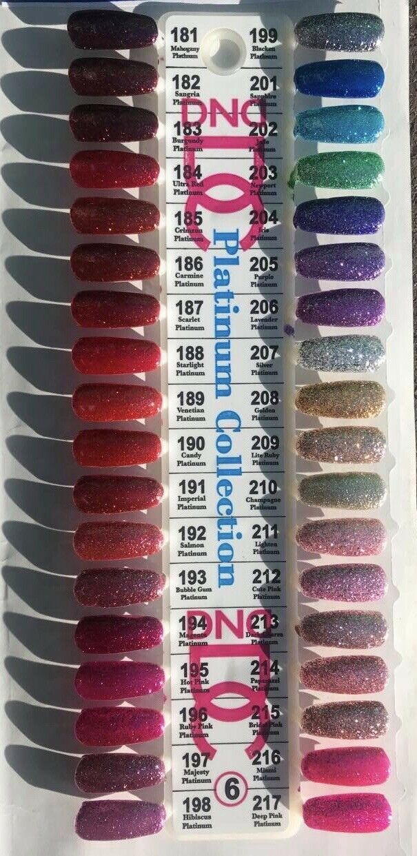 DND DC Platinum Glitter 0.6oz/18ml LED/UV Gel Polish + Color Swatch