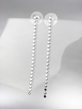 CHIC Minimalist Urban Anthrpologie Thin Silver Flat Beads Long Dangle Earrings - $12.99