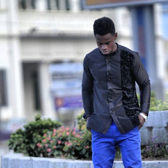 Men's Black Long Sleeve Shirt African Clothing Men's Fashion Wear