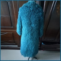 Dyed Long Mongolian Tibetan Lambs Wool Curly Hair Full Collar Genuine Fur Coat image 2