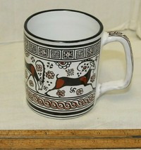 Pottery Mug Cup No 138 Rhodis Motif Antilope Hand Made Greece D Vassilop... - $12.00
