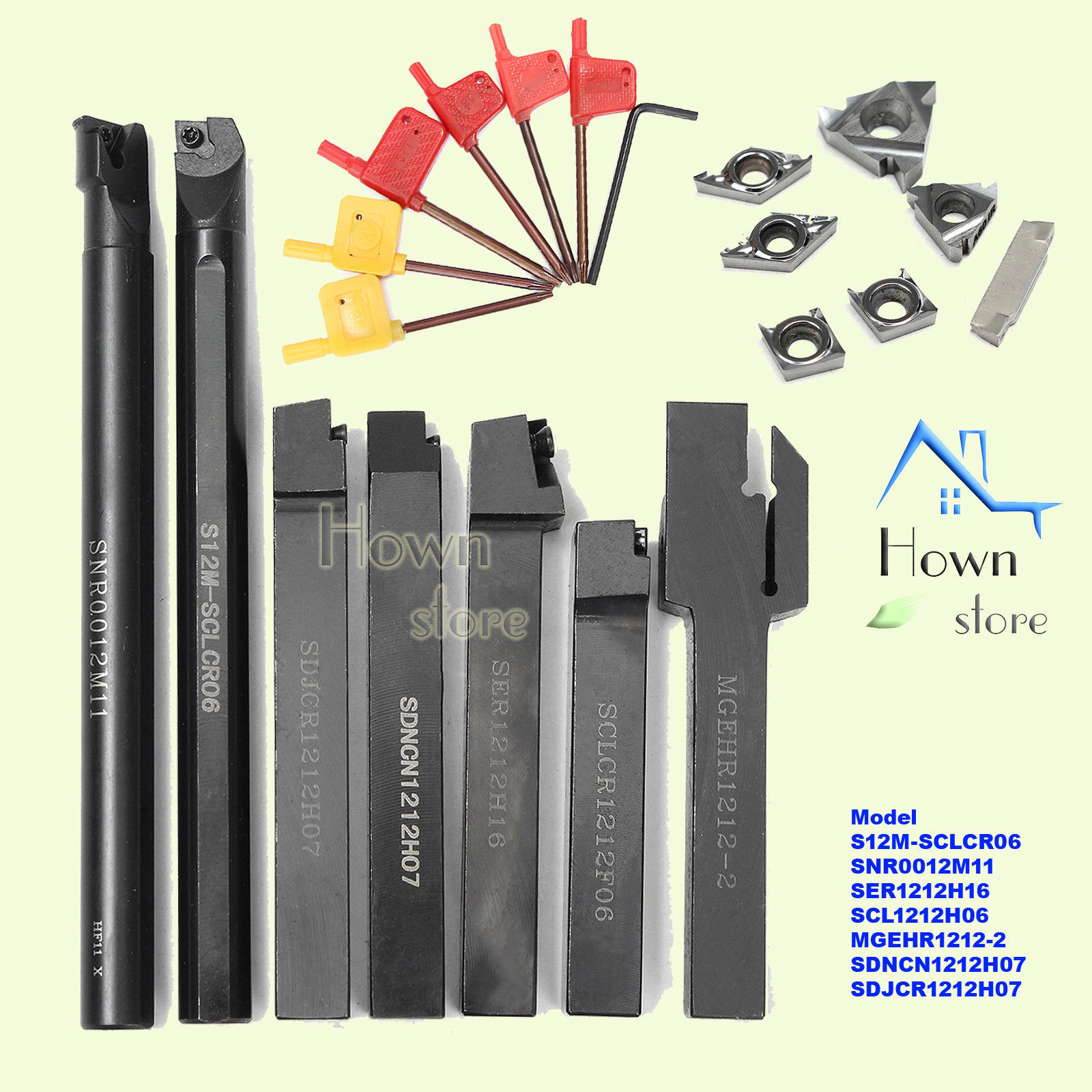 Lathe Boring Bar Shank Set Turning Tool Holder Kit Carbide Insert CNC 21 pcs