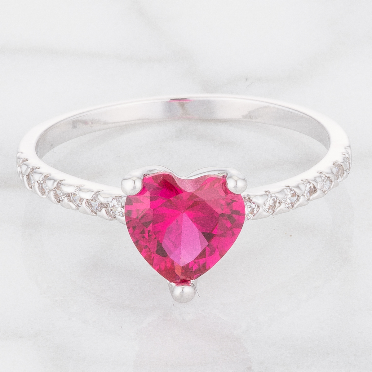 Ruby Red Heart Classic Ring Rings