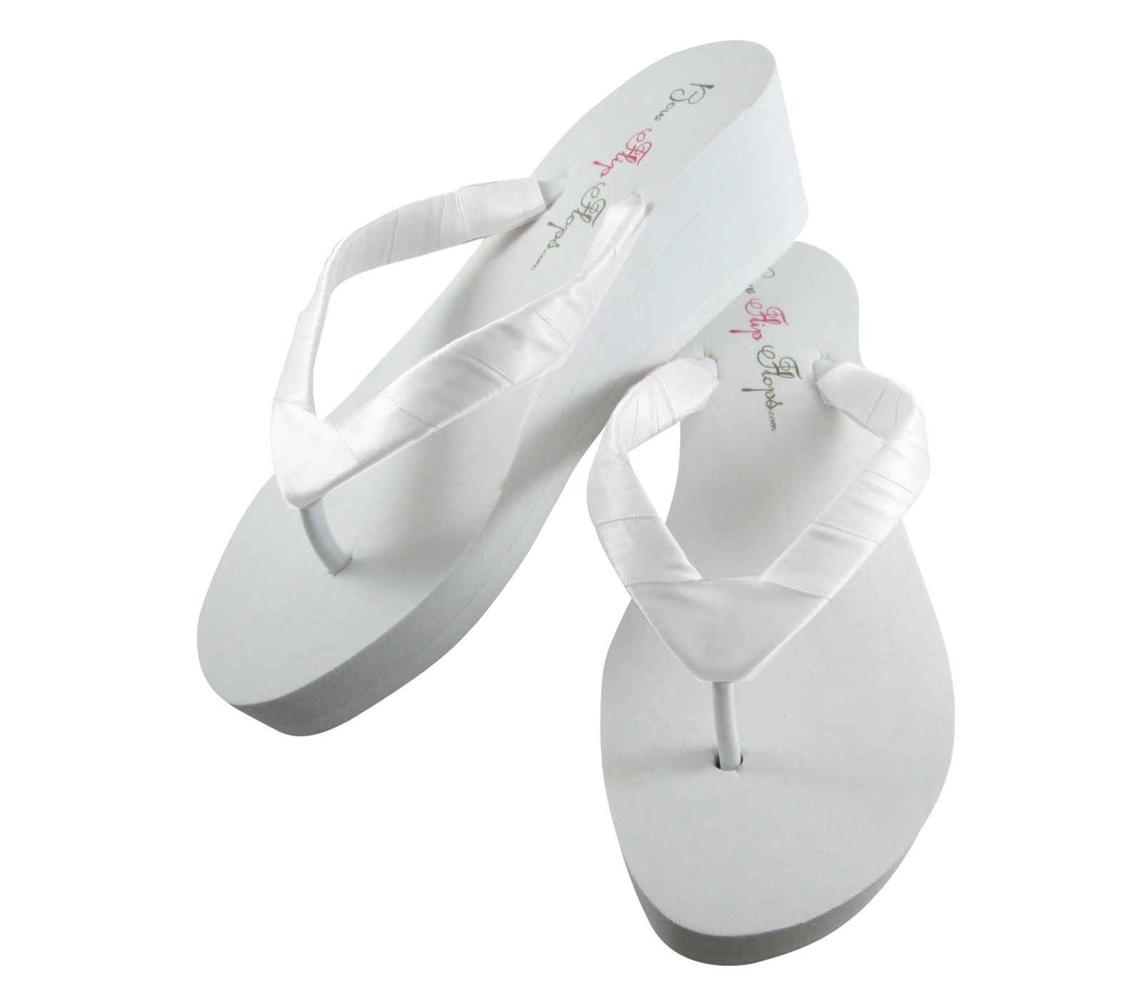 Ivory Wedge Bridal Flip Flops- 2 inch heel height/ White - Sandals ...