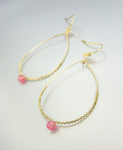 CHIC Lightweight Urban Anthropologie Gold Pink Aventurine Dangle Earrings - $12.99