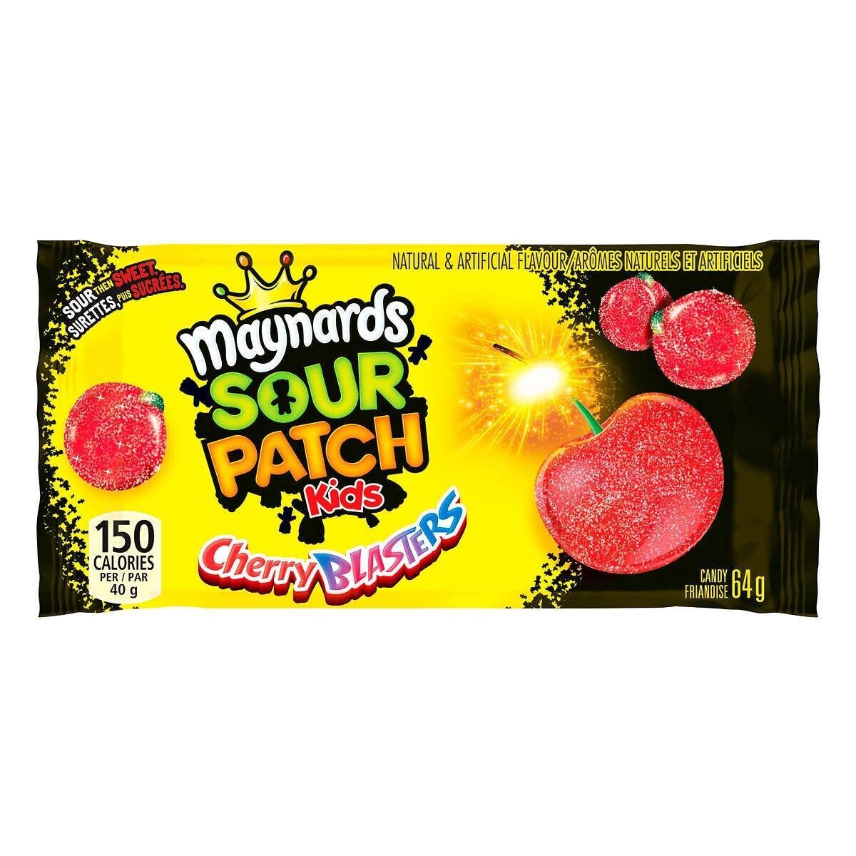18 X Bags of Maynards Sour Patch Kids Cherry Blasters Gummy Candy 64g Each Gummy, Soft Sweets