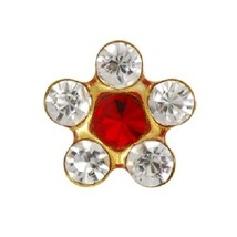 New Personal Ear Piercer July Ruby Daisy 24k gld Plate 6mm Surgical Stee... - $11.99