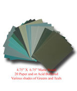Mat Board Art Project Green Colors Paper &amp; Acid Buffered 20 Blank 4.75&quot; ... - $14.99