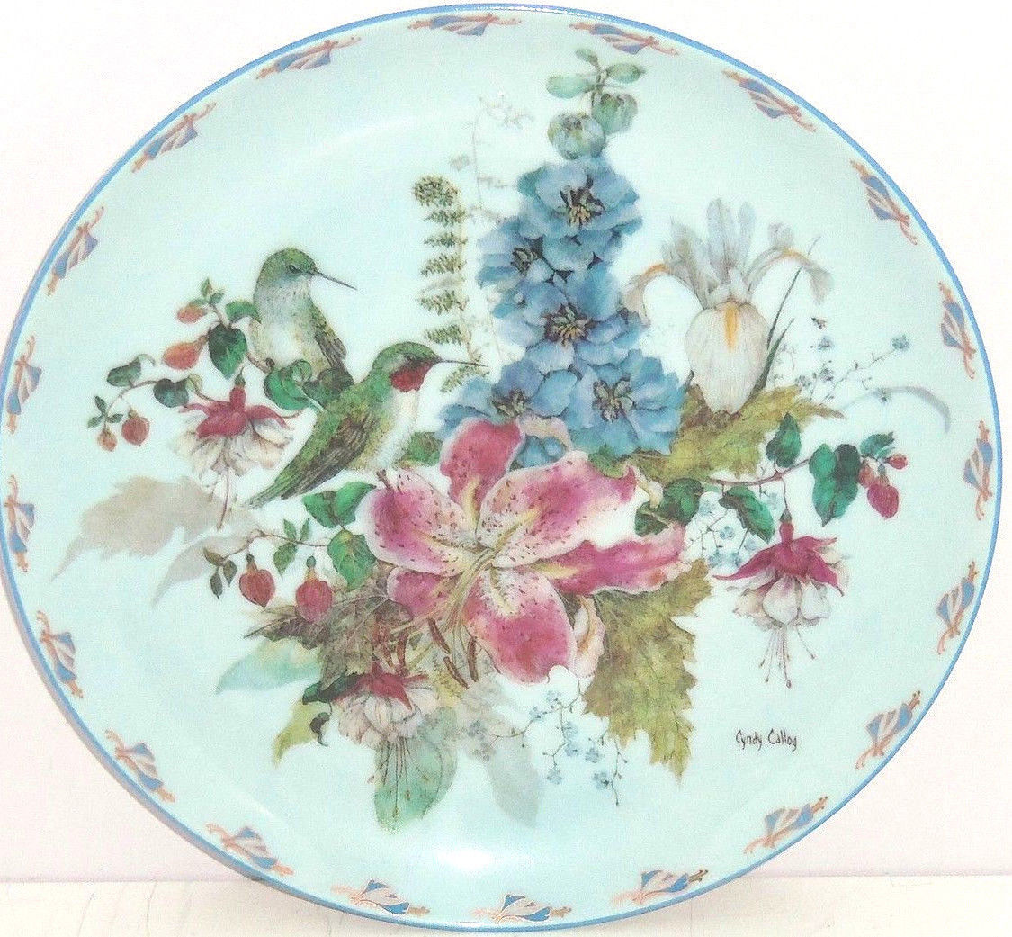 Floral Fancies Sitting Pretty Collector Plate Bird Cyndy Callog Flowers