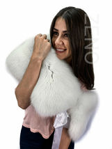 Arctic Fox Fur Shawl 47' (120cm) Extra Wide Collar Fur Wrap Detachable Ribbon image 3