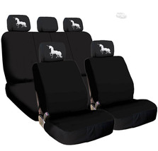 For FORD New Black Flat Cloth Car Truck Seat Covers and Unicorn Headrest Cover - $36.59