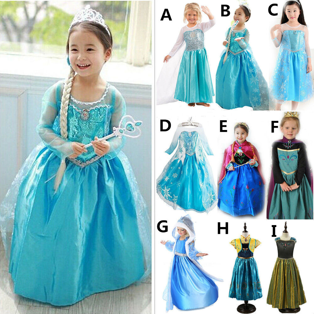Girls Dresses Princess Child Anna Elsa Xmas Cosplay Kids Costume Party Dress