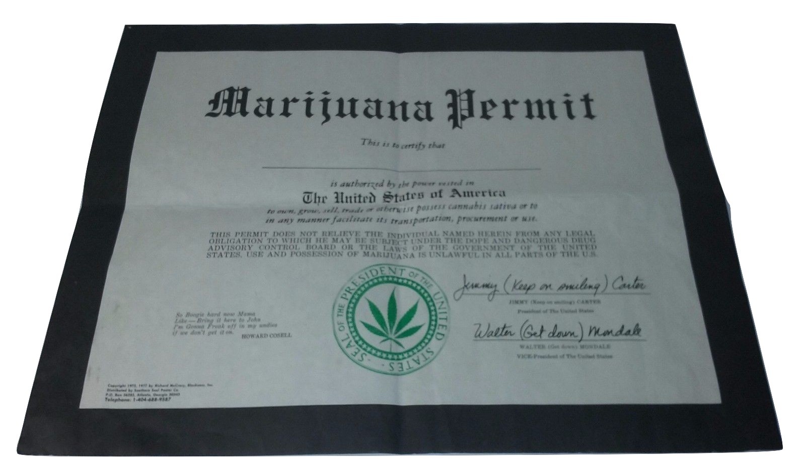 Novelty Marijuana permit Slightly Unusual