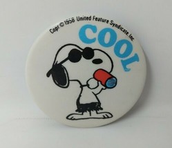 Peanuts Snoopy Joe Cool 1958 Button Pin Butterfly Originals 70s 1970s VTG - $19.79
