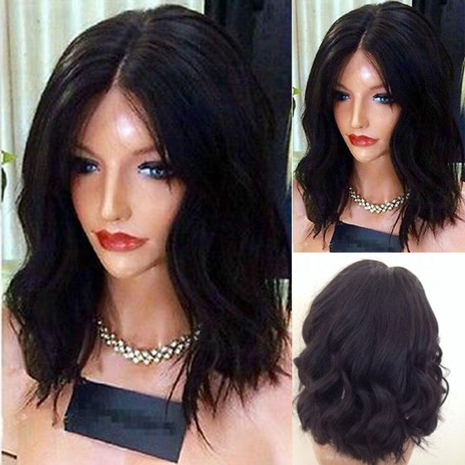Natural Wave Short Bob Full Lace/Front Lace Human Hair Wigs Middle Part 7A Grade