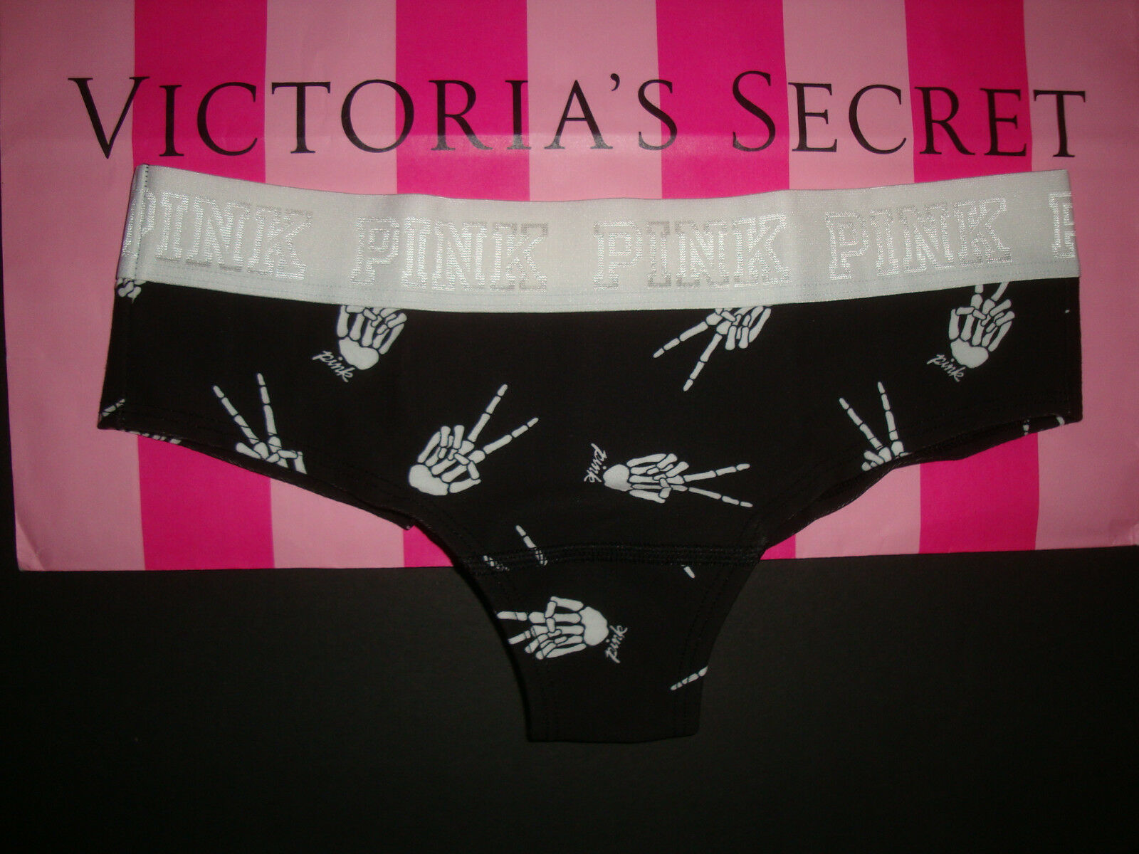 NWT VICTORIA'S SECRET PINK M PASTEL RAINBOW STRIPE LOGO WAISTBAND