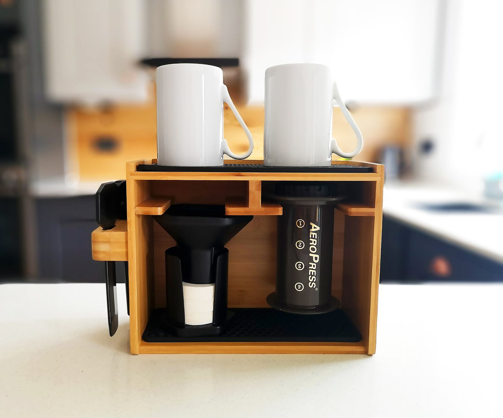 Aeropress Coffee Maker Organizer Caddy Holds Filters Accessories Bamboo