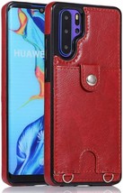Jaorty PU Leather Wallet Case for Huawei P30 Pro Necklace Lanyard Red - $22.38