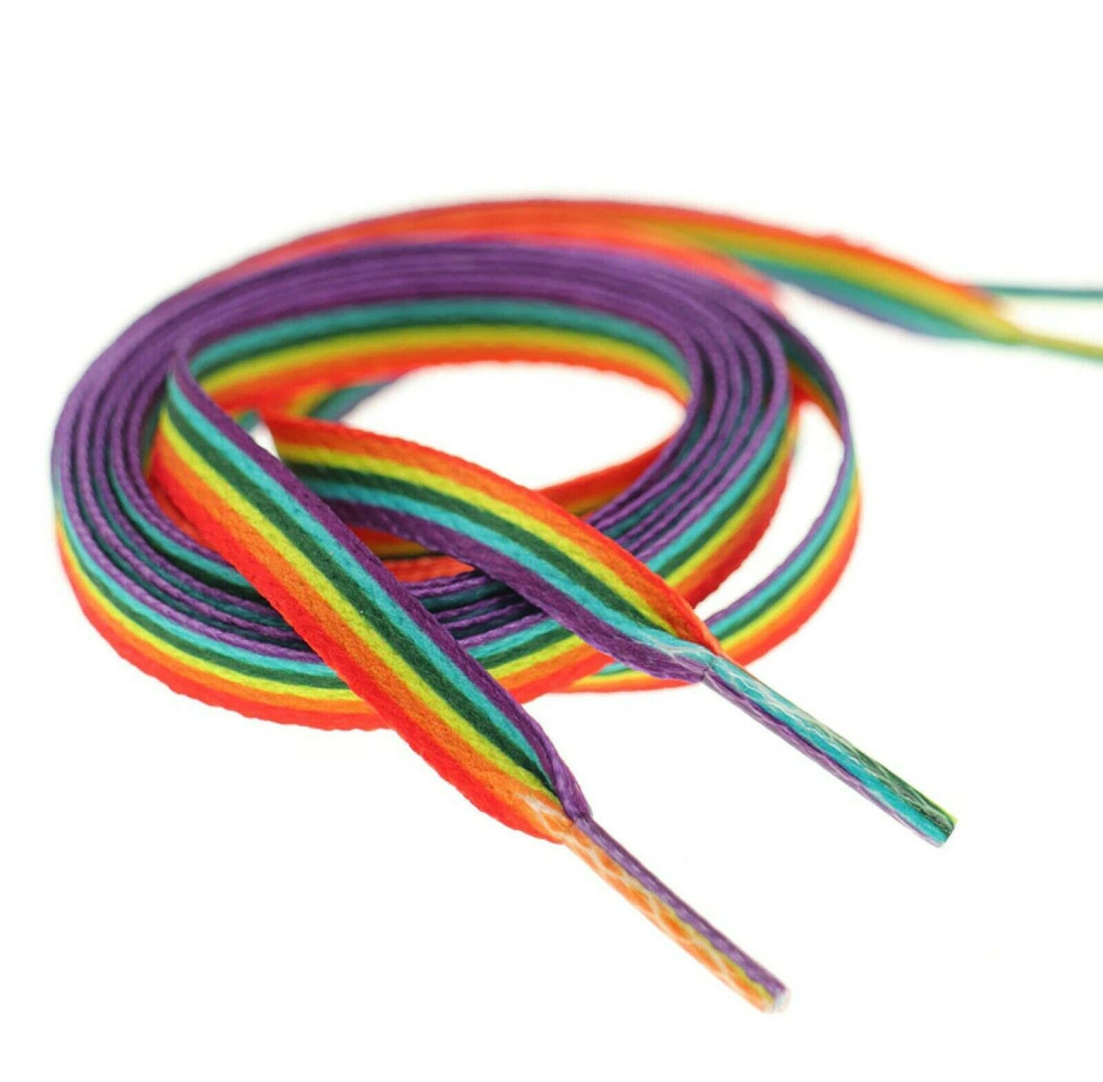 Multicolor rainbow pride gay laces flat 10mm shoes sneakers lgbtq - 120cm