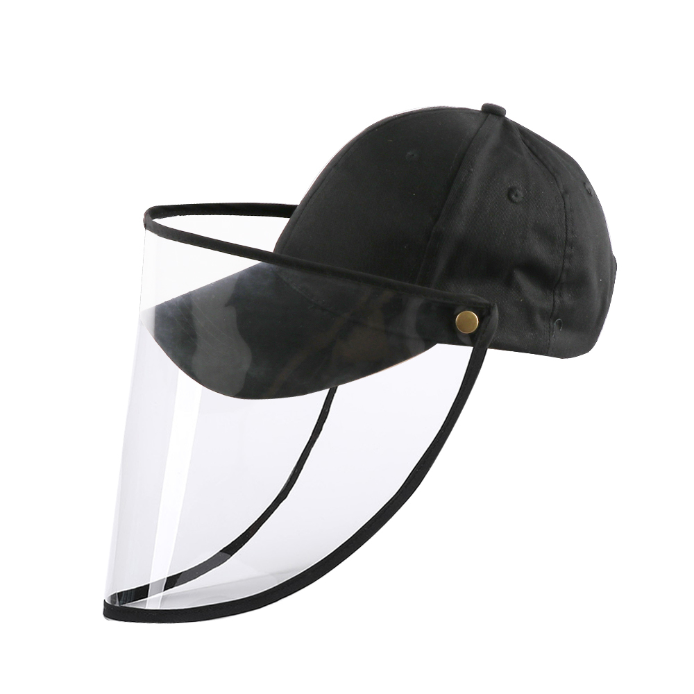 Baseball Cap Removable Face Shield Mask Hat Anti-Fog Cover Universal Fit Black