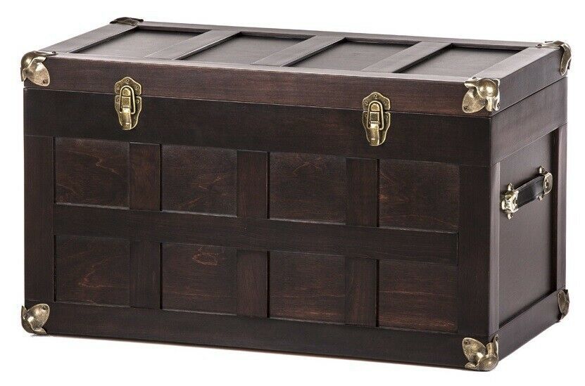 30½" AMISH STEAMER TRUNK Handmade Hope Chest with Brass & Leather