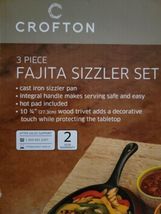 Crofton Cast Iron Sizzle Skillet Set w/ Wood Trivet & Hot Pad image 4