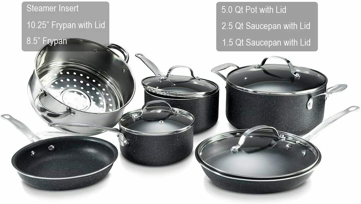 GRANITESTONE 10 Piece Cookware Set, Nonstick GraniteCoated, As Seen On