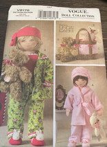 Vogue Sewing Pattern V8176, 18&quot; Doll Clothes Pajamas Robe Slippers Bag - $11.87