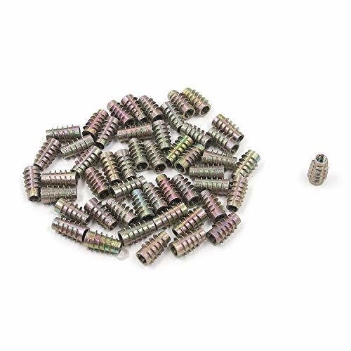 FarBoat 50Pcs M6 Threaded Inserts Nuts Hex Internal Thread for Wood