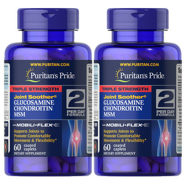 Puritan's 3X Strength 1500mg Glucosamine Chondroitin & MSM 2X60 Caps USA Joints