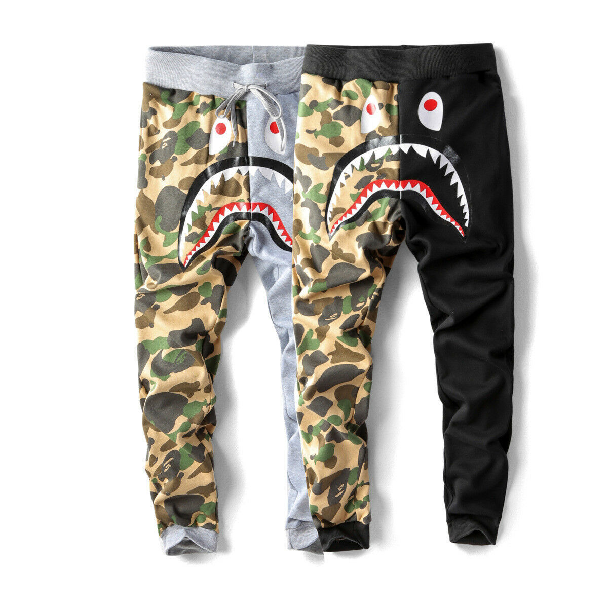A BATHING APE Shark Head Pants BAPE Baggy Sweatpants Men‘s Camo Trousers Shorts