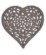 Decorative Cast Iron Trivet Ornate Floral Heart Flowers Hot Pad Kitchen ... - $13.54