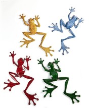 Frog Wall Plaques Set of 4 Pond Life Metal Reptile Garden Multicolor Fence Shed