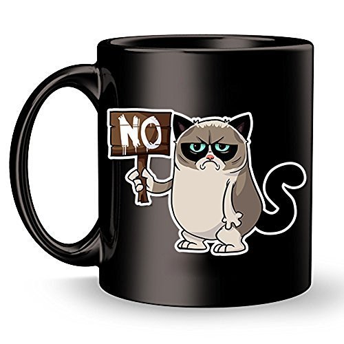 Funny Grumpy Cat Coffee Mug - Rude Cats Travel Ceramic Cup for Birthdays Gifts