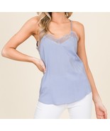 Blue Lace Camisole Top, Lace Trim Camisole, Camisole Tops, Colbert Clothing - $27.99