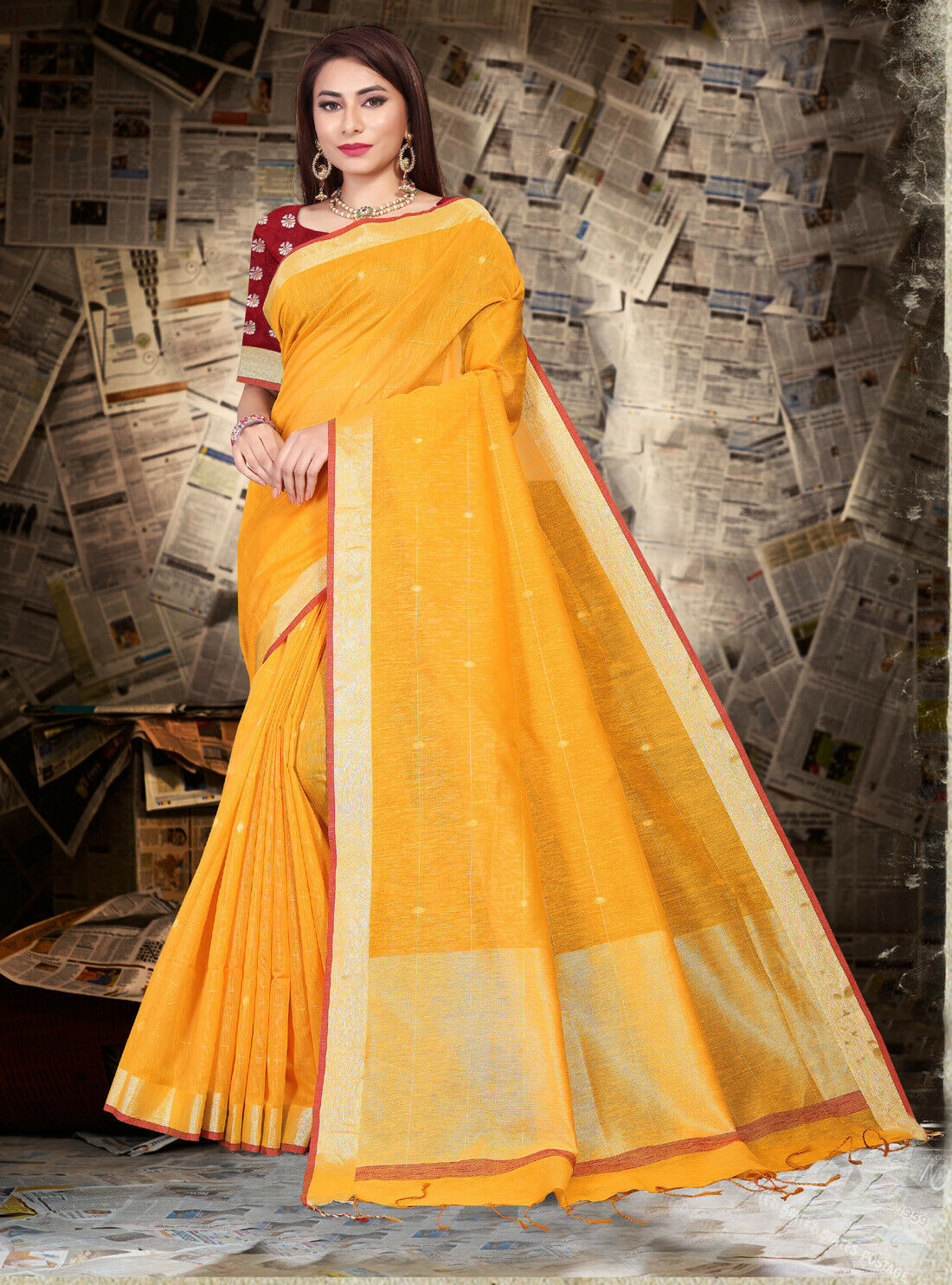Designer Yellow Zari Embroidery Tassel Pallu Bollywood Sari Silk PartyWear Saree