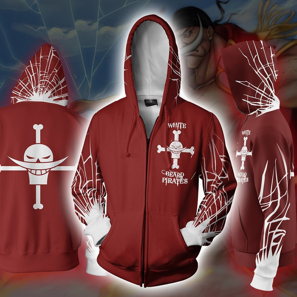 One Piece Whitebeard Edward Newgate Zipper Hoodie Sweatshirt Hoodies 