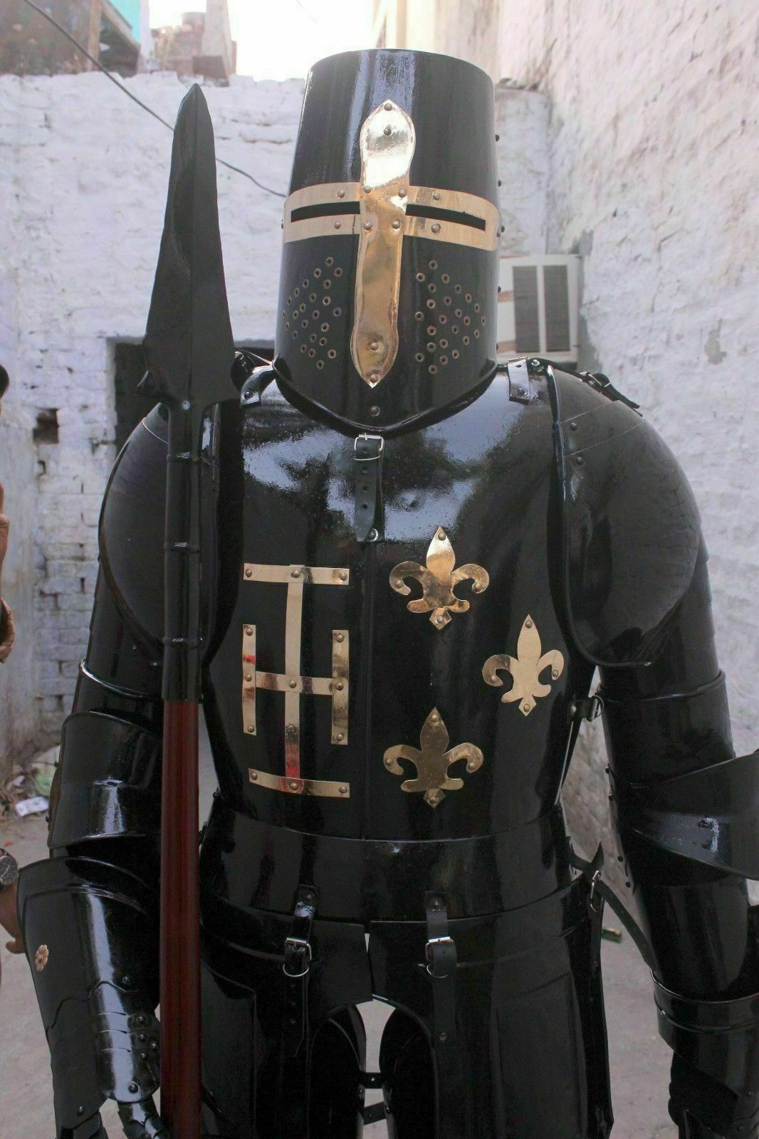 Collectible Black Armour Medieval Wearable Knight Crusader Full Suit Of